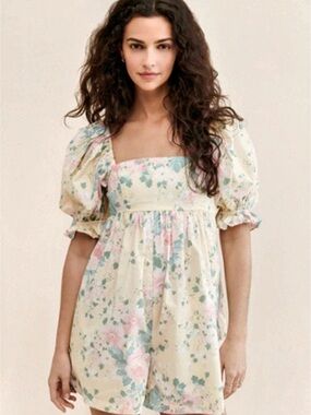 Selkie The Hamptons Romper Floral Cream & Pink Size 2X